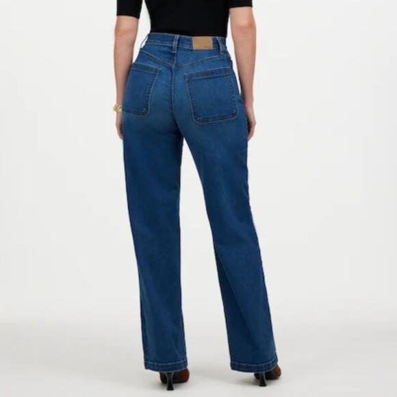 Madewell Curvy Emmett Wide Leg Trouser Jeans Patch Pockets Medium Wash 26 - Picture 2 of 12